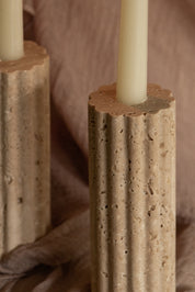 Travertine Candle Holder Set