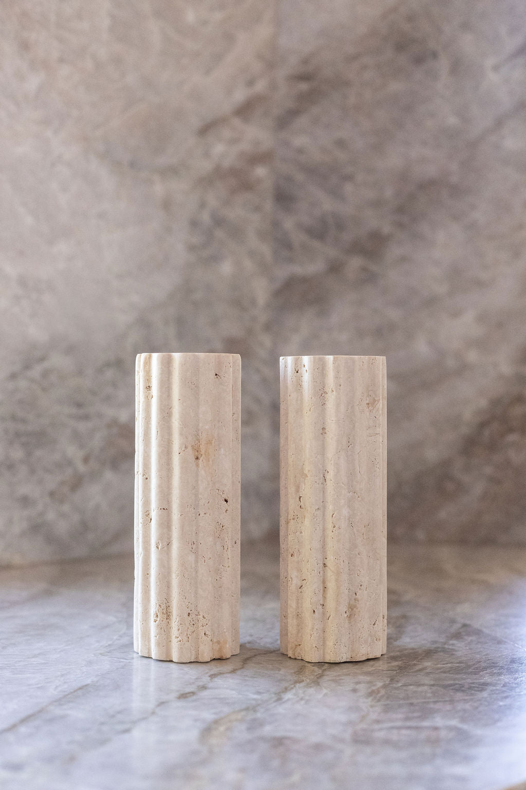 Travertine Candle Holder Set