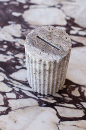 Silver Travertine Tzedakah Box