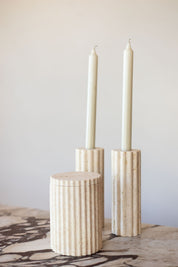 Travertine Candle Holder Set