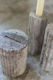 Silver Travertine Tzedakah Box