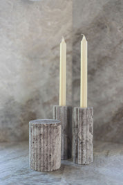 Silver Travertine Candle Holder Set