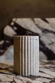 Silver Travertine Tzedakah Box