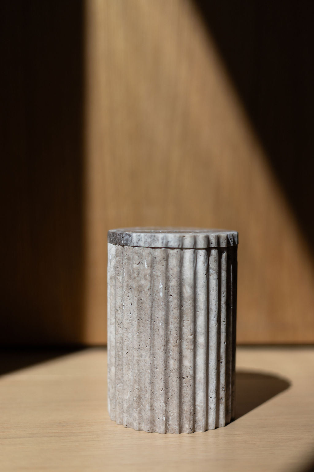 Silver Travertine Tzedakah Box