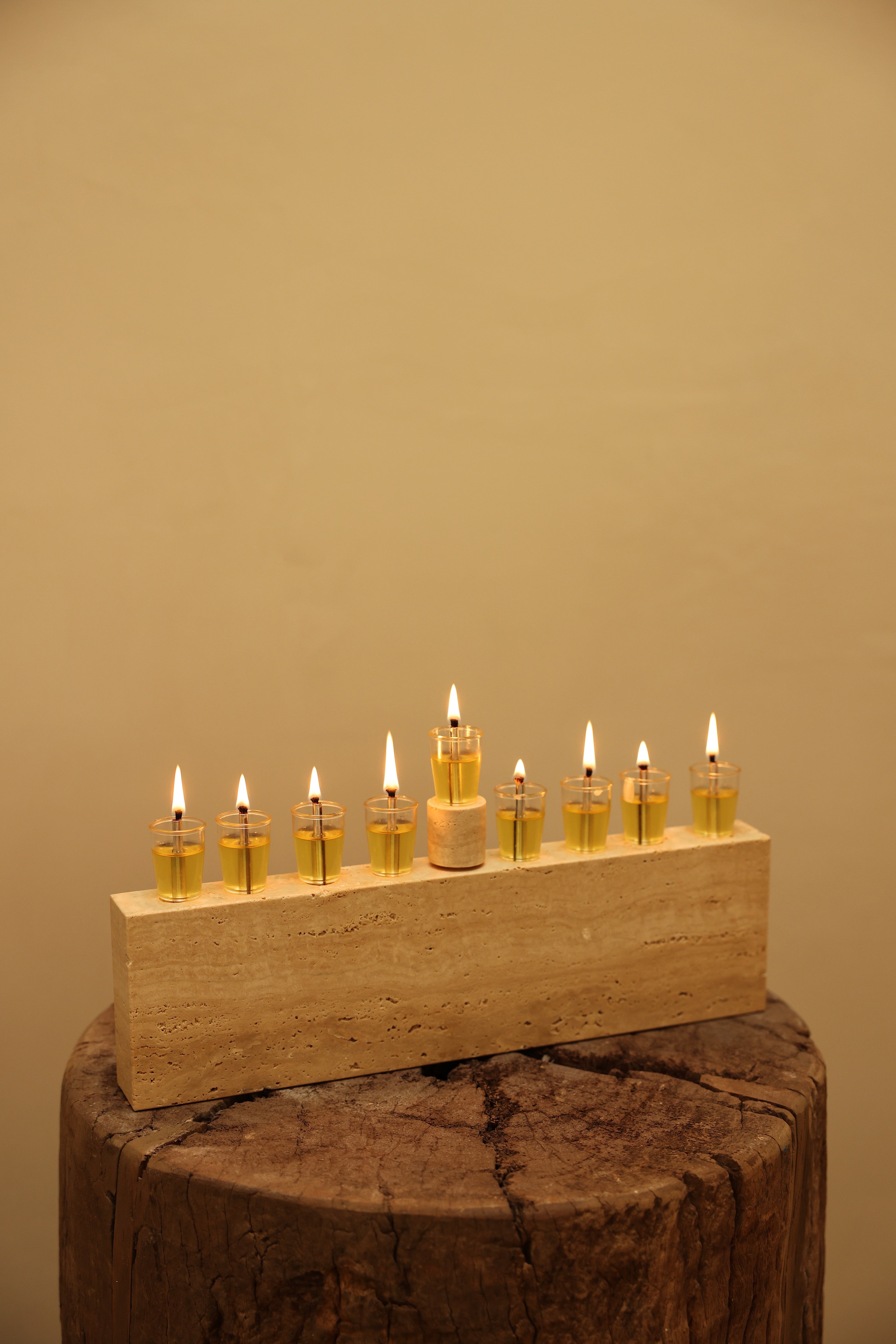 Travertine Oil Menorah