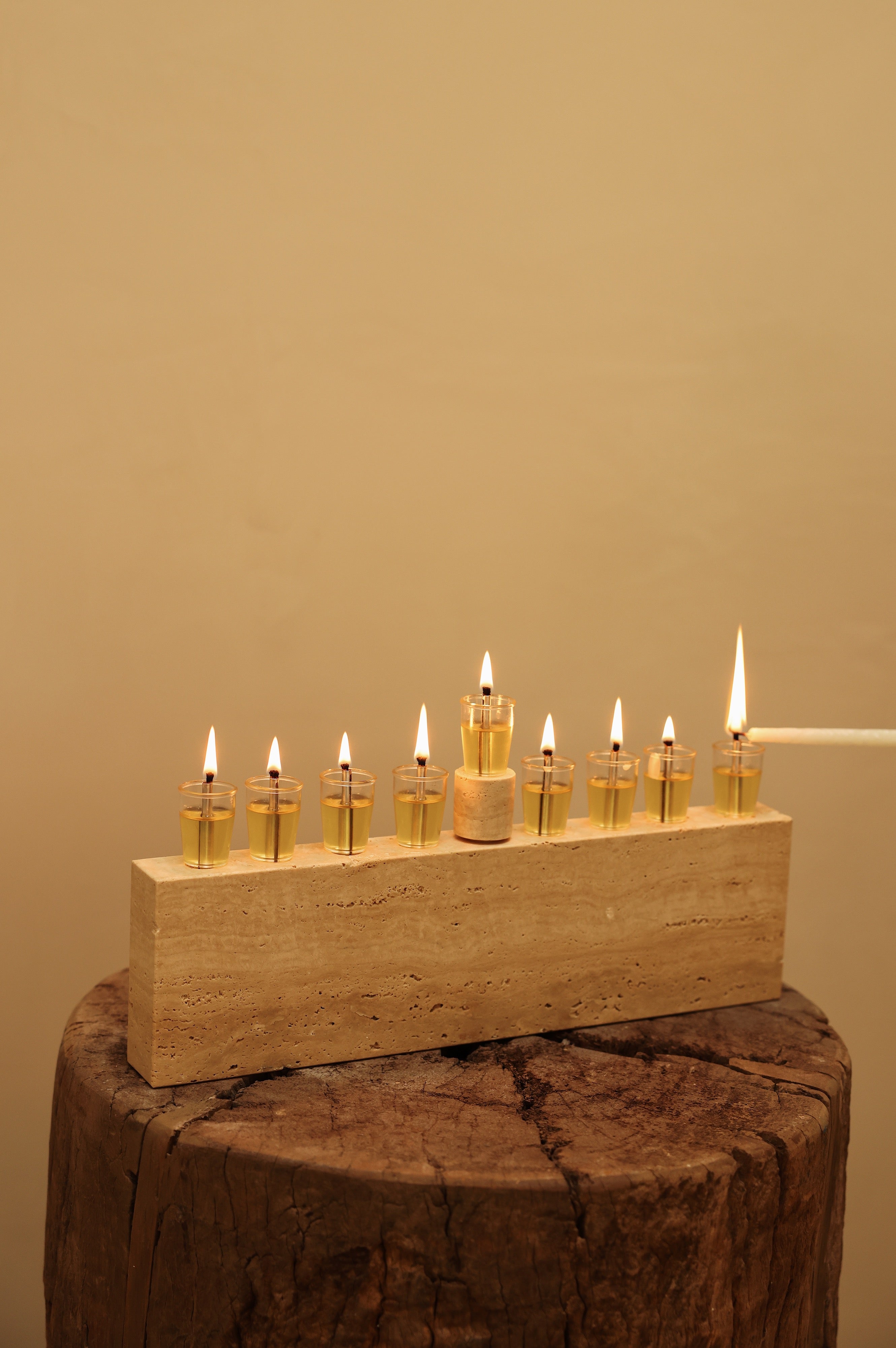 Travertine Oil Menorah